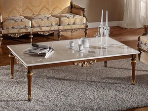 LUIGI XVI - Rectangular solid wood coffee table with marble top - Coffee table by Guerra Vanni