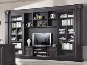 VOGUE - Open freestanding solid wood bookcase with TV stand - Cabinet by Guerra Vanni