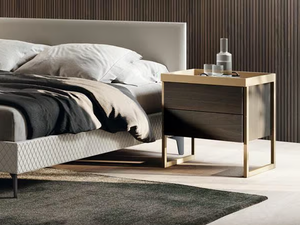MISTY TRAY - Aluminium and wood bedside table with drawers - Styling by Guzzini & Fontana