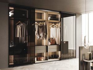 NAIMA - Custom sectional glass and aluminium wardrobe with sliding doors - wardrobe by Guzzini & Fontana