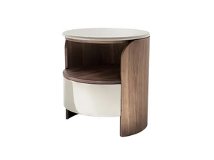 ANNI - Round wooden bedside table with drawers - Side table by HC28