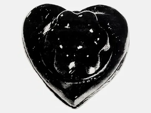 BLACK JELLO HEART - Handmade wool rug - Rug by HENZEL STUDIO