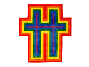 RAINBOW CROSS FOR TWO - Custom handmade rug - Rug by HENZEL STUDIO