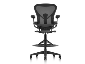 AERON - Swivel office stool with Armrests with 5-Spoke base - Stool by Herman Miller