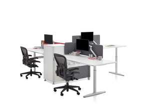 ATLAS OFFICE LANDSCAPE - Height-adjustable sectional office desk with shelves - Desk by Herman Miller