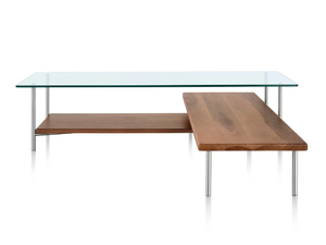 LAYER - L-Shaped glass and metal coffee table with shelf - Coffee table by Herman Miller