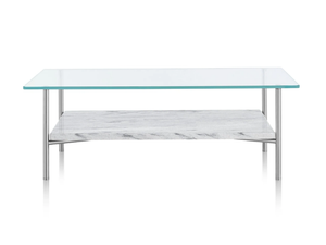 LAYER - Rectangular metal and glass side table with shelf - Coffee table by Herman Miller