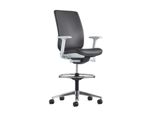 VERUS - Leather office stool with Armrests with 5-Spoke base - Stool by Herman Miller