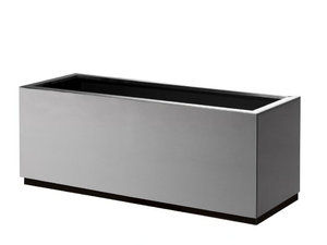 STEEL - Low rectangular stainless steel plant pot with automatic watering - Accessories by Hobby Flower