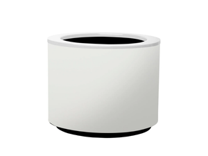 STEEL PLUS - Low round stainless steel plant pot with automatic watering - Accessories by Hobby Flower