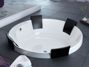 AVIVA - Hydromassage semi-inset round acrylic bathtub - Bathtub by Hoesch