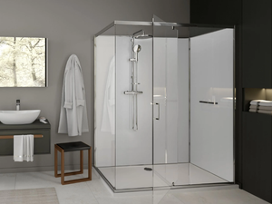 NUNITY - Corner glass shower cabin with pivot door - Door by Hoesch