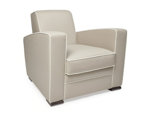 CITIZEN - Upholstered tanned leather armchair with armrests - Armchair by HUGUES CHEVALIER