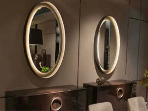 HAUSSMANN - Wall-mounted framed metal mirror with integrated lighting - Accessories by HUGUES CHEVALIER