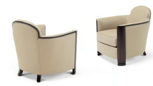 LOBBY - Upholstered leather armchair with armrests - Armchair by HUGUES CHEVALIER