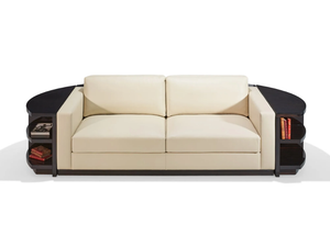 RONDO - Curved tanned leather sofa with integrated magazine rack - Sofa by HUGUES CHEVALIER