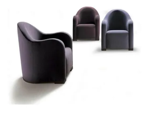 WAVE - Upholstered tanned leather armchair with armrests - Armchair by HUGUES CHEVALIER