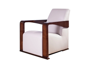YING - Upholstered leather armchair with armrests - Armchair by HUGUES CHEVALIER