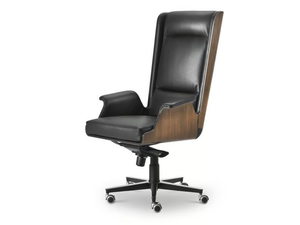 GARBO - High-back leather and wood executive chair - Office Chair by i 4 Mariani