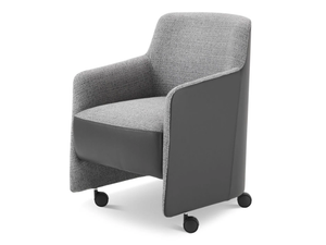 GILL - Fabric and leather easy chair with castors - Armchair by i 4 Mariani