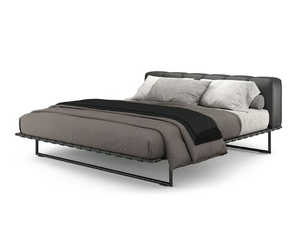 KRISTALL - Leather double bed with upholstered headboard - Bed frame by i 4 Mariani