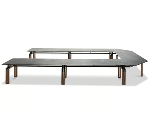 PASO DOBLE - Modular tanned leather covered meeting table - Table by i 4 Mariani