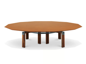PASO DOBLE - Round tanned leather covered meeting table - Table by i 4 Mariani