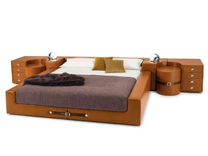 TUCROMA - Leather double bed with integrated nightstands - Bed frame by i 4 Mariani
