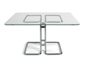 TUCROMA - Square glass and steel table - Table by i 4 Mariani