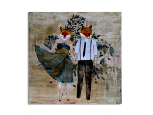 FOXIES IN BLUE - Oil and mixed technique on canvas - Styling by ICI ET LÀ