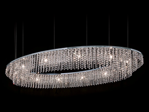 SKY CYCLES OVAL H12 - Metal pendant lamp with crystals - Ceiling lamp by ILFARI