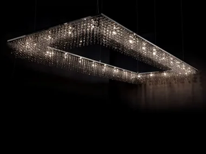 SKY CYCLES RECTANGLE H26 - Metal pendant lamp with crystals - Ceiling lamp by ILFARI