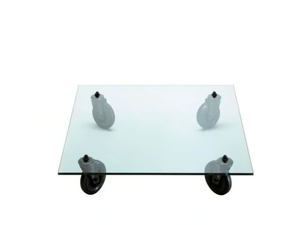 FONTANAARTE - TAVOLO CON RUOTE - Square float glass coffee table with castors - Coffee table by In Stock