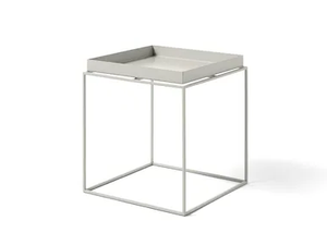 HAY - TRAY TABLE M WARM GRAY - Square steel coffee table with tray - Styling by In Stock