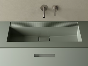 EASE - Rectangular Solid Surface washbasin with integrated countertop - Washbasin by INBANI