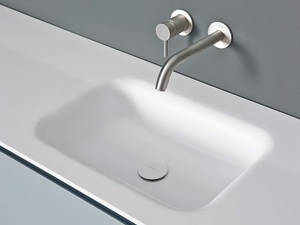 FLOAT - Solid Surface washbasin with integrated countertop - Washbasin by INBANI