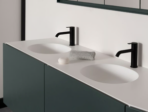 GIRO - Double round Solid Surface washbasin with integrated countertop - Washbasin by INBANI