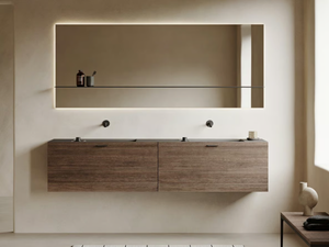 GRATE - Double wall-mounted wooden vanity unit with drawers - Washbasin cabinet by INBANI