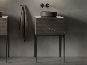 GRATE - Floor-standing single marble vanity unit with drawers - Washbasin cabinet by INBANI