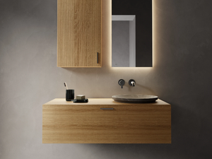 GRATE - Single wall-mounted wooden vanity unit with drawers - Washbasin cabinet by INBANI