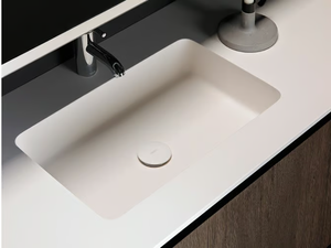 H2 - Rectangular Solid Surface washbasin with integrated countertop - Washbasin by INBANI