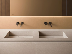 M54 - Double rectangular MDi by INALCO® washbasin with integrated countertop - Washbasin by INBANI