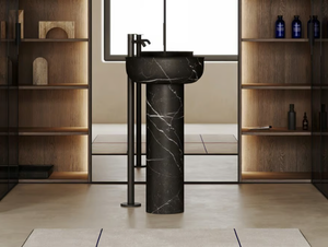 PRIME FREESTANDING - Freestanding round single marble washbasin - Washbasin by INBANI