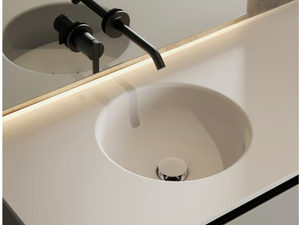 PRIME - Round single Solid Surface washbasin with integrated countertop - Washbasin by INBANI