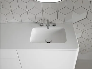 QUADRO 45 - Rectangular Corian® washbasin with integrated countertop - Washbasin by INBANI