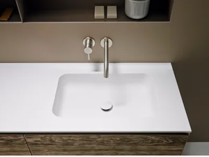 QUADRO 55 - Rectangular Corian® washbasin with integrated countertop - Washbasin by INBANI