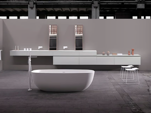 STRATO A - Wall-mounted wooden vanity unit with drawers - Washbasin cabinet by INBANI