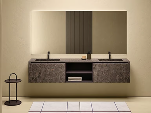 STRATO - Double wall-mounted MDi by INALCO® vanity unit with integrated washbasin - Washbasin cabinet by INBANI