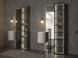 STRATO - Tall Anodized aluminium bathroom cabinet with glass doors - Door by INBANI