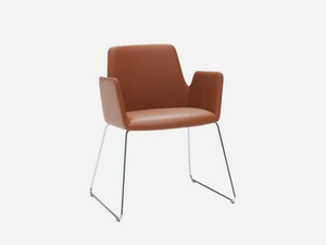 ALTEA - Sled base leather chair with armrests - Chair by INCLASS
